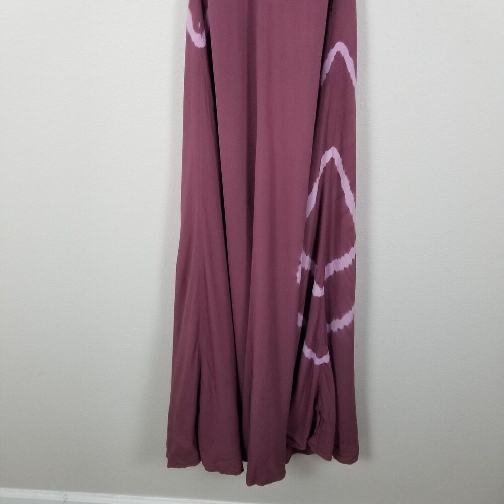 Revolve Blue Life Maroon Tie-Dyed Distressed Ruffle Rayon Maxi Dress Size Small - Picture 11 of 15